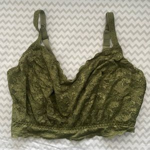 Cosabella Never Say Never Curvy Sweetie Bralette in olive green Sz XL